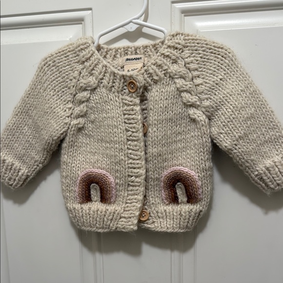 Beige Knit Kids Cardigan with Rainbow Detail - Picture 4 of 6